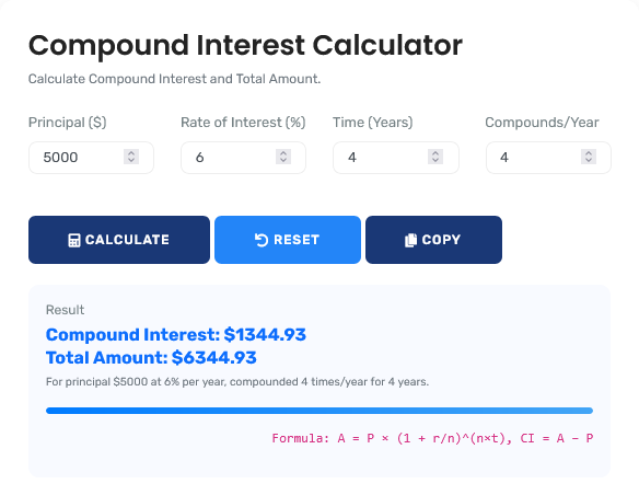 Medical finance calculation interface showing adjusted compound interest formulas and healthcare financing validation protocols