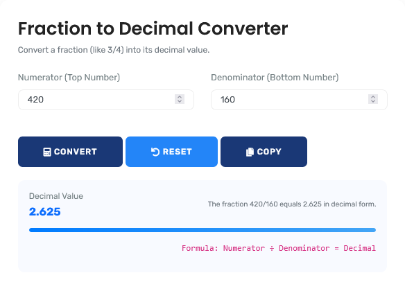 Fraction to Decimal Converter - Free Online Converter | Utilixea