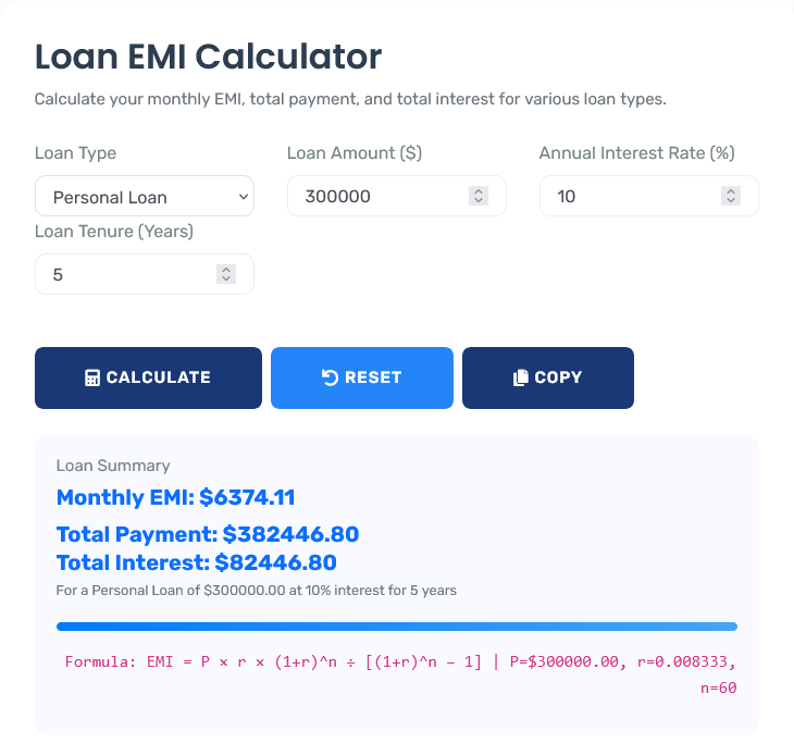 Healthcare loan calculation interface showing medical practice financing formulas and compliance validation protocols