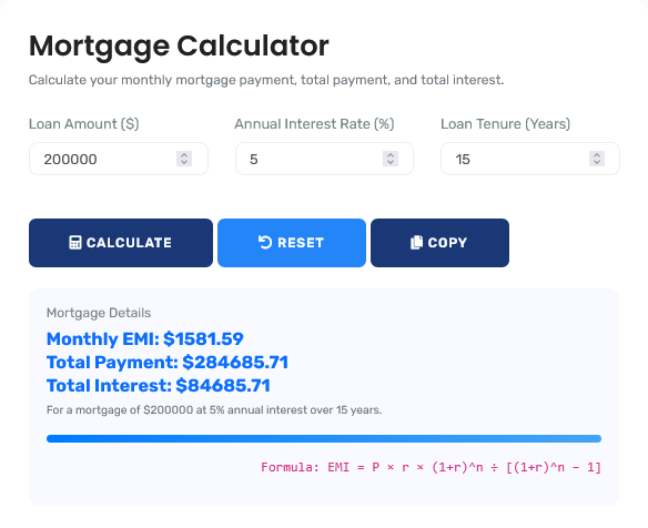 Professional mortgage analysis interface showing amortization validation and scenario testing