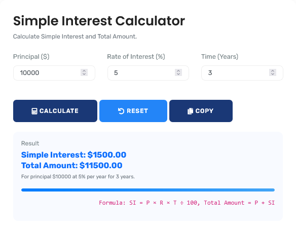 Simple Interest Calculator - Calculate business loan interest with accurate projections