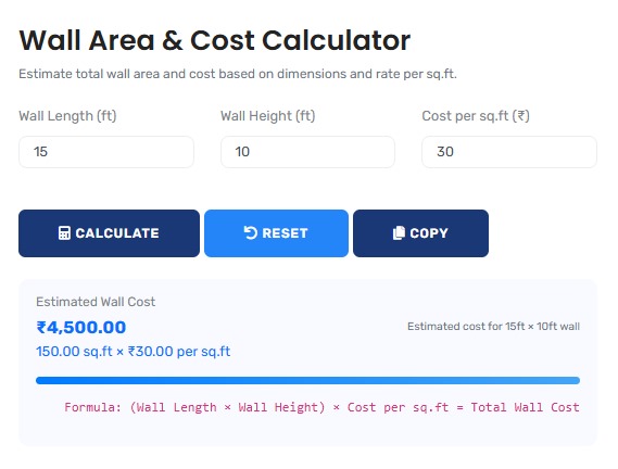 Professional wall area calculator showing detailed surface measurement analysis